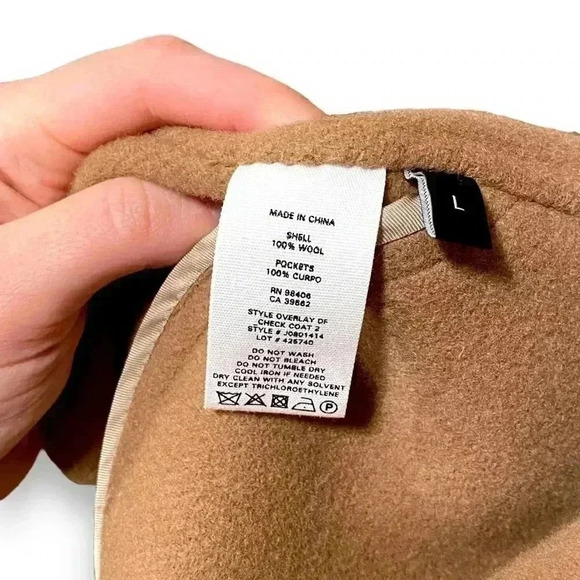 NWT Theory Buffalo Plaid Double Faced Check Overlay Tan Blazer Wool Coat Large - Picture 10 of 11